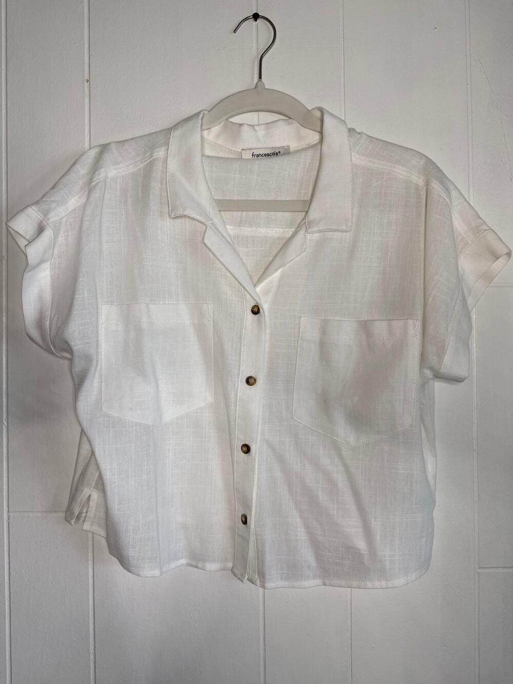 Francesca's linen blend cropped blouse
